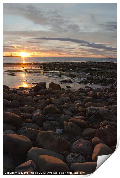 sunset over Lossiemouth beach Print by Lloyd Fudge