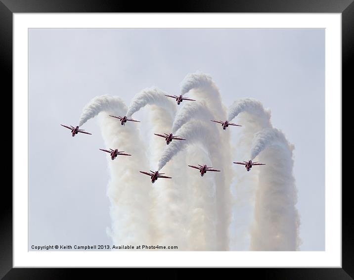 Red Arrows Diamond Nine Framed Mounted Print by Keith Campbell