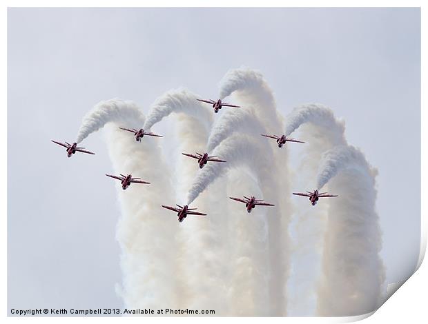 Red Arrows Diamond Nine Print by Keith Campbell