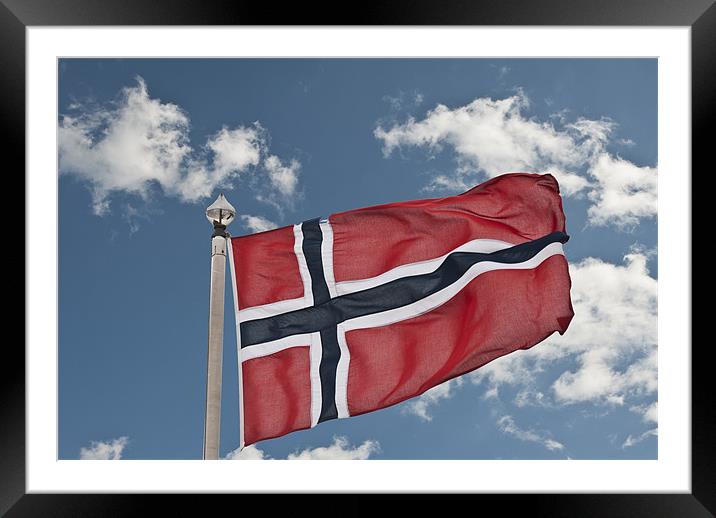 Flag Of Norway Framed Mounted Print by Steve Purnell