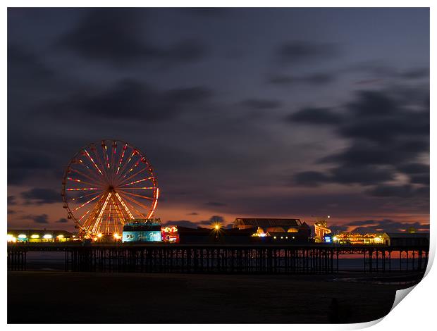 Blackpool South Pier at sunset Print by Paul Watson