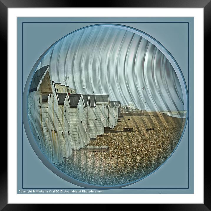 Beach Hut Bubble Framed Mounted Print by Michelle Orai