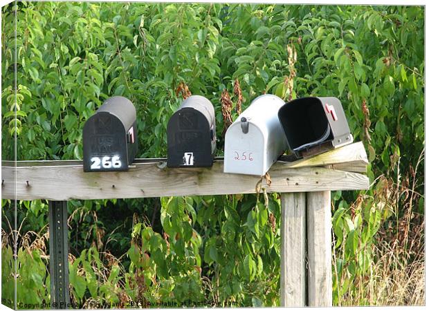 Mailboxes on the shelf Canvas Print by Pics by Jody Adams