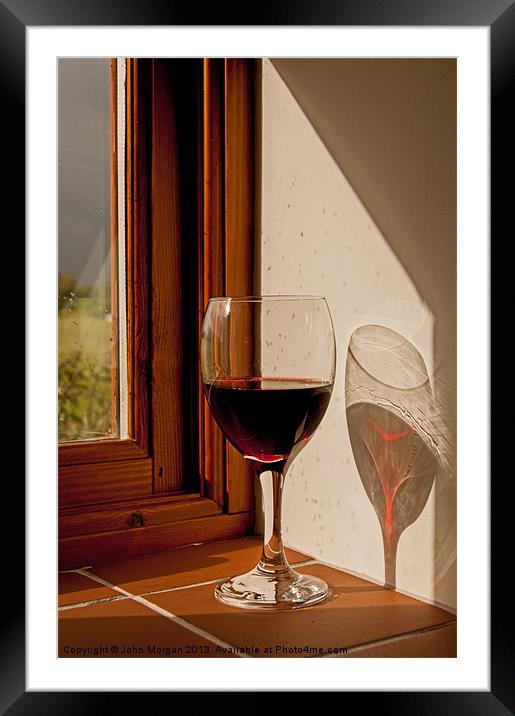 Red Wine shadow. Framed Mounted Print by John Morgan