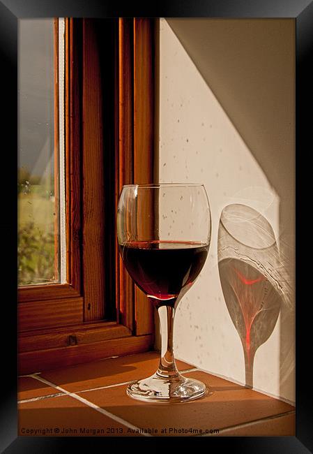 Red Wine shadow. Framed Print by John Morgan