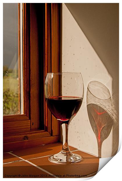 Red Wine shadow. Print by John Morgan