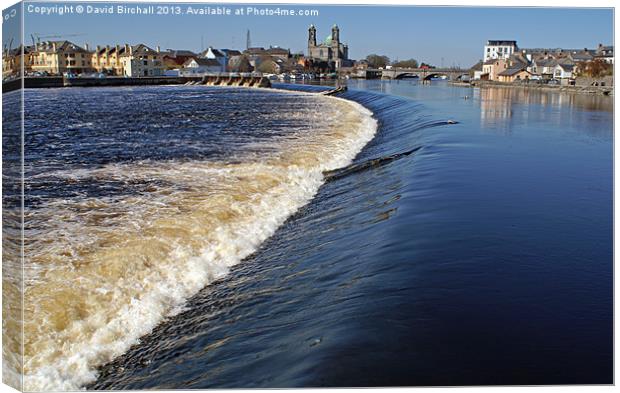 River Shannon Weir at Athlone, Southern Ireland. Canvas Print by David Birchall