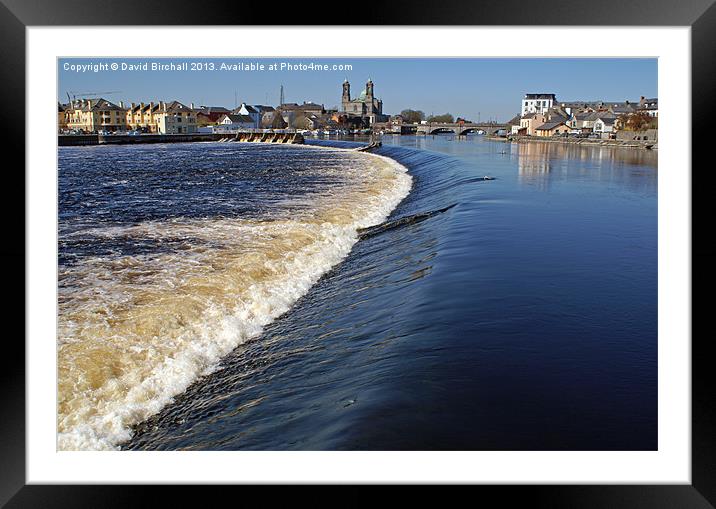River Shannon Weir at Athlone, Southern Ireland. Framed Mounted Print by David Birchall