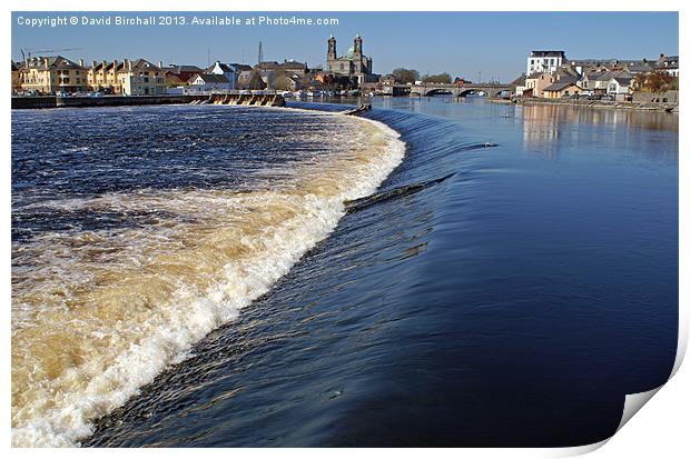 River Shannon Weir at Athlone, Southern Ireland. Print by David Birchall