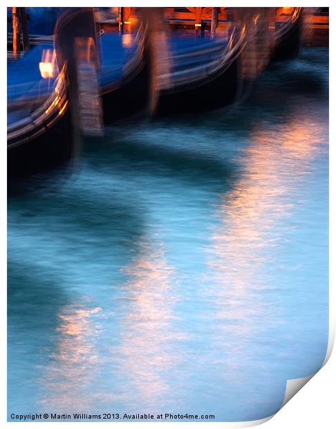 Venice Gondola Reflections Print by Martin Williams