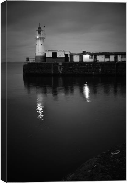 newlyn harbour lighthouse Canvas Print by jon betts