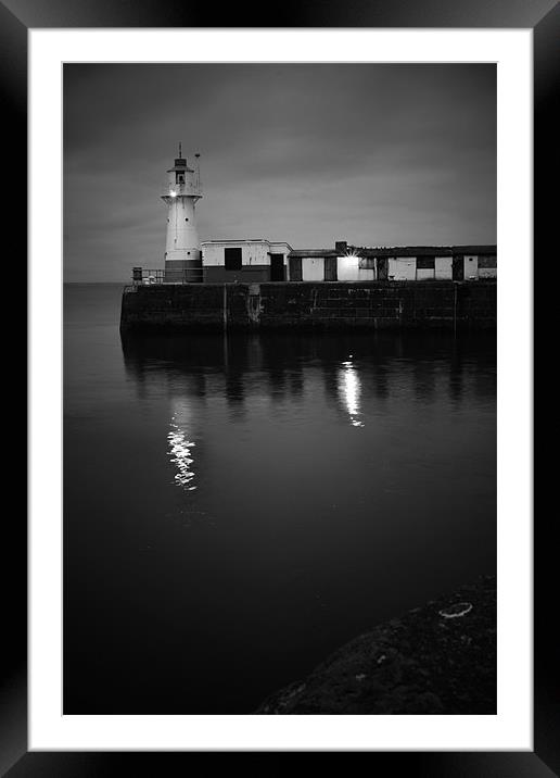newlyn harbour lighthouse Framed Mounted Print by jon betts