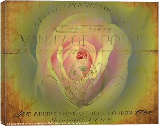 Vintage Rose 2 Canvas Print by michelle whitebrook