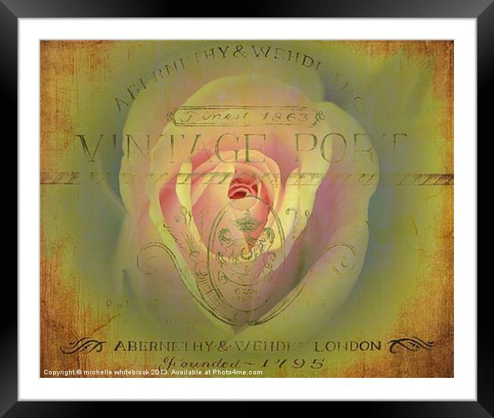 Vintage Rose 2 Framed Mounted Print by michelle whitebrook
