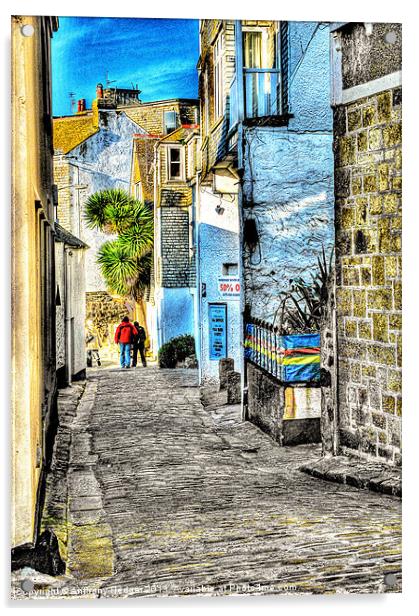 A back street in St. Ives Acrylic by Anthony Hedger