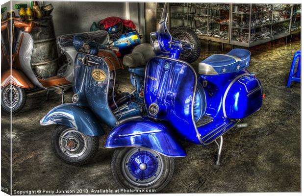 Funky mopeds Canvas Print by Perry Johnson