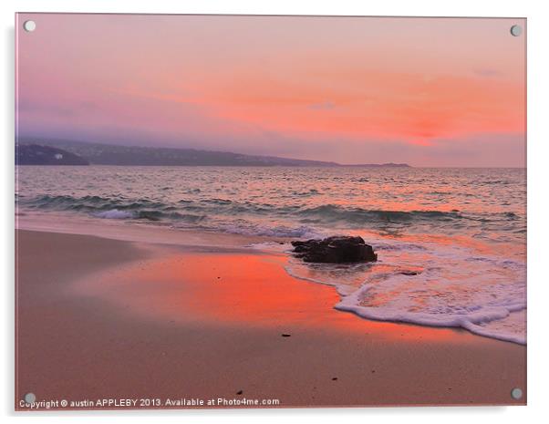 TOWANS BEACH HAYLE AFTER SUNSET Acrylic by austin APPLEBY