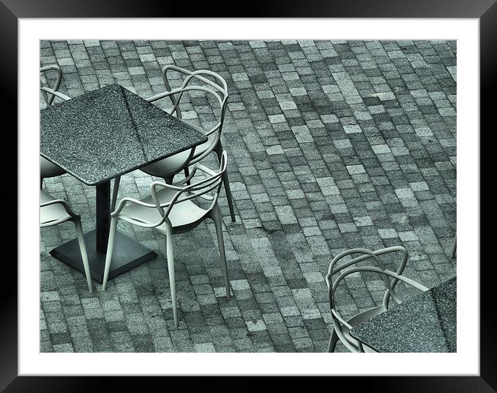 empty tables Framed Mounted Print by Heather Newton