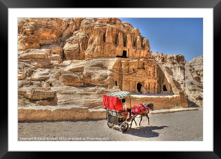 Donkey carriage at Petra Framed Mounted Print by David Birchall