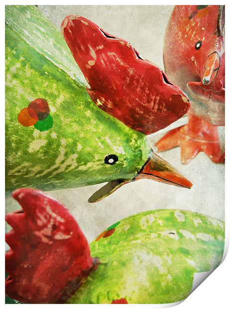 cheerful chicks Print by Heather Newton