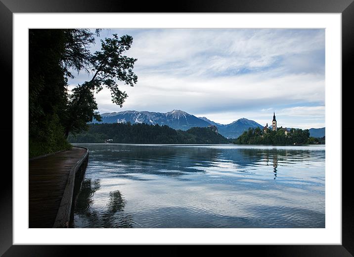 After storm light over Lake Bled Framed Mounted Print by Ian Middleton