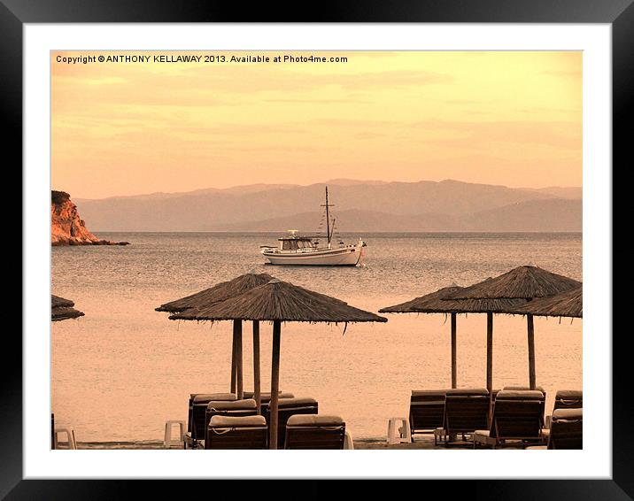 TROULOS SUNSET SKIATHOS Framed Mounted Print by Anthony Kellaway