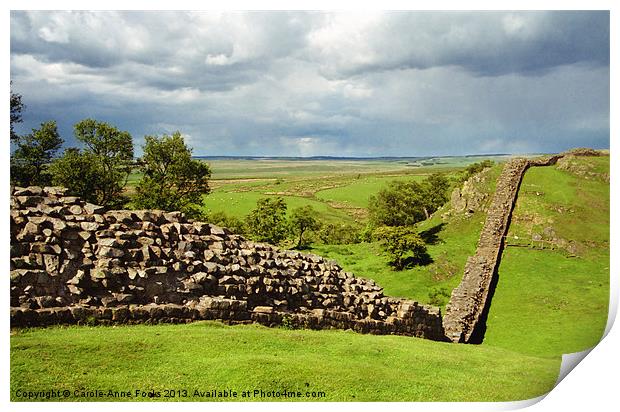 Hadrians Wall Marching Across The Landscape Print by Carole-Anne Fooks