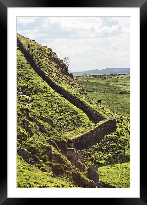 Hadrians Wall Climbing Across The Landscape Framed Mounted Print by Carole-Anne Fooks