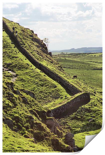 Hadrians Wall Climbing Across The Landscape Print by Carole-Anne Fooks
