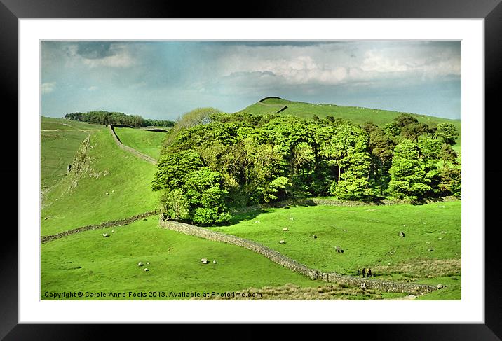 Hadrians Wall Marching Across The Landscape Framed Mounted Print by Carole-Anne Fooks
