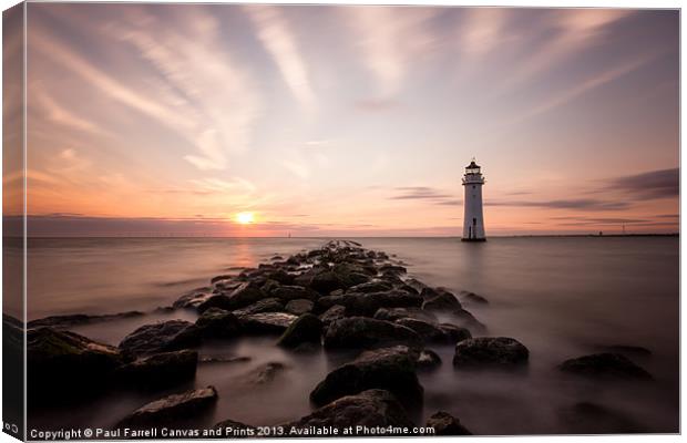 Perch Rock lighthouse at sunset Canvas Print by Paul Farrell Photography