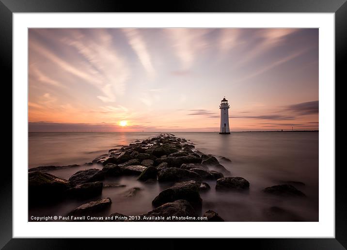Perch Rock lighthouse at sunset Framed Mounted Print by Paul Farrell Photography