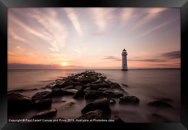 Perch Rock lighthouse at sunset Framed Print by Paul Farrell Photography