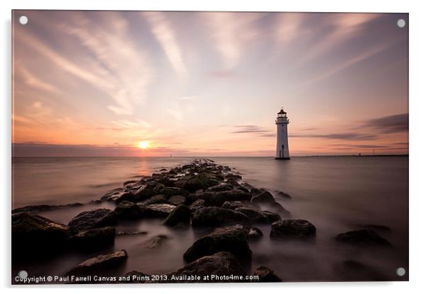Perch Rock lighthouse at sunset Acrylic by Paul Farrell Photography