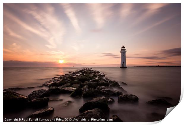 Perch Rock lighthouse at sunset Print by Paul Farrell Photography