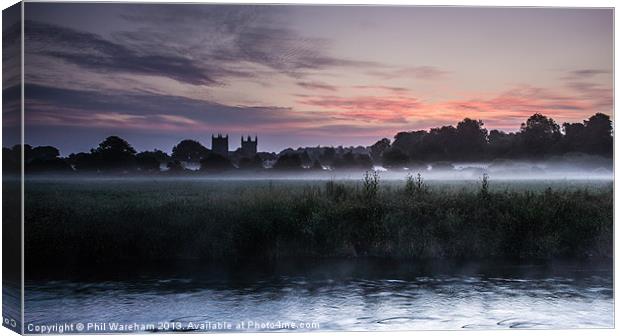 Misty Minster Meadow Canvas Print by Phil Wareham
