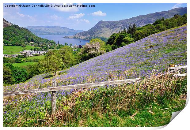 Bluebells Above Ullswater Print by Jason Connolly