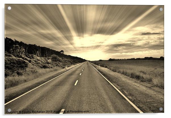 Long Road Ahead In Sepia Acrylic by Sandra Buchanan