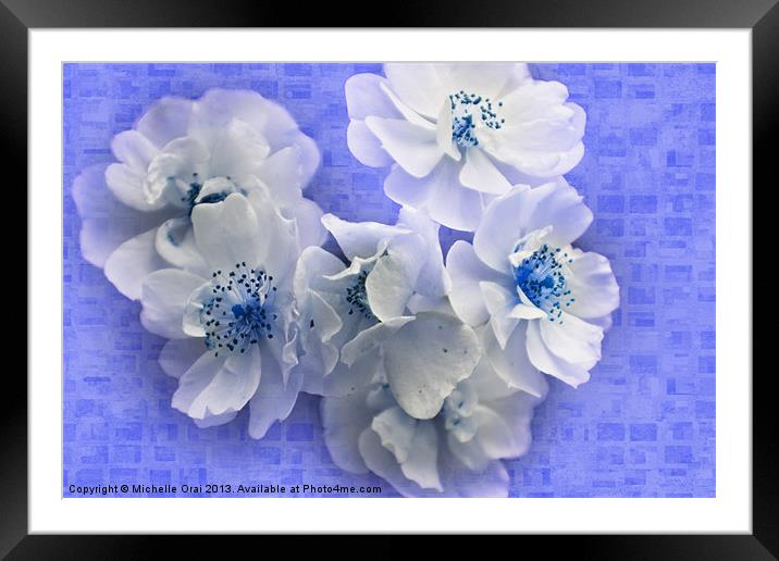 Blue Posy Framed Mounted Print by Michelle Orai