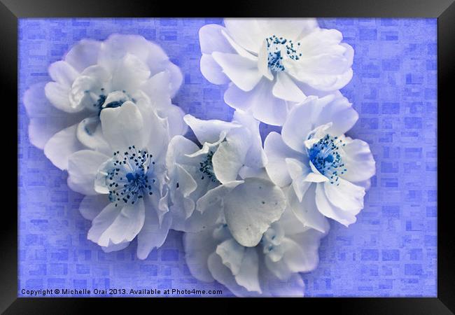 Blue Posy Framed Print by Michelle Orai
