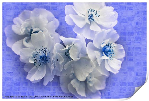 Blue Posy Print by Michelle Orai