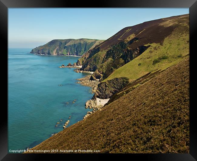 North Devon coast from Blackstone point Framed Print by Pete Hemington