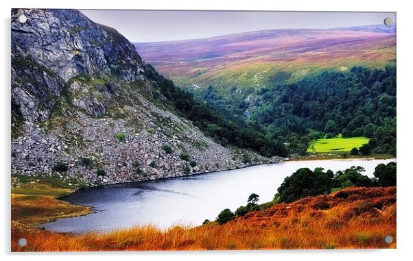 Mountainy Sapphire. Lough Tay. Ireland Acrylic by Jenny Rainbow