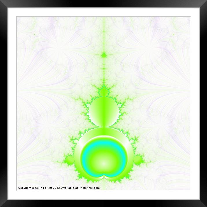 Mandelbrot in Green and Blue Framed Mounted Print by Colin Forrest