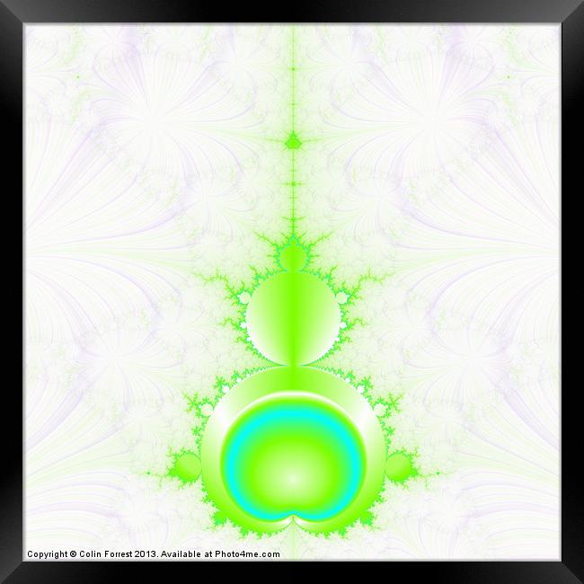 Mandelbrot in Green and Blue Framed Print by Colin Forrest