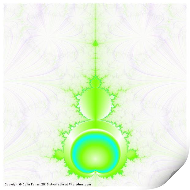 Mandelbrot in Green and Blue Print by Colin Forrest