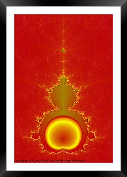 Mandelbrot in Red Gold and Yellow Framed Mounted Print by Colin Forrest