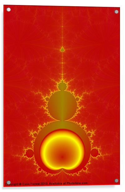 Mandelbrot in Red Gold and Yellow Acrylic by Colin Forrest