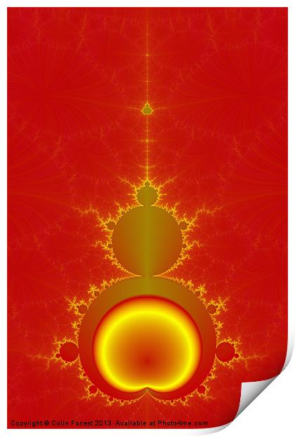 Mandelbrot in Red Gold and Yellow Print by Colin Forrest