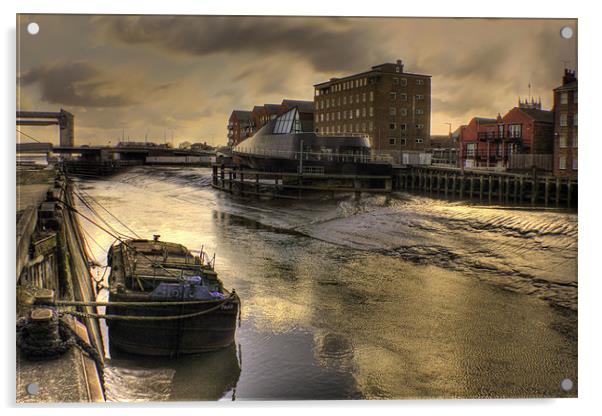 River Hull Dusk  2013 Acrylic by Martin Parkinson